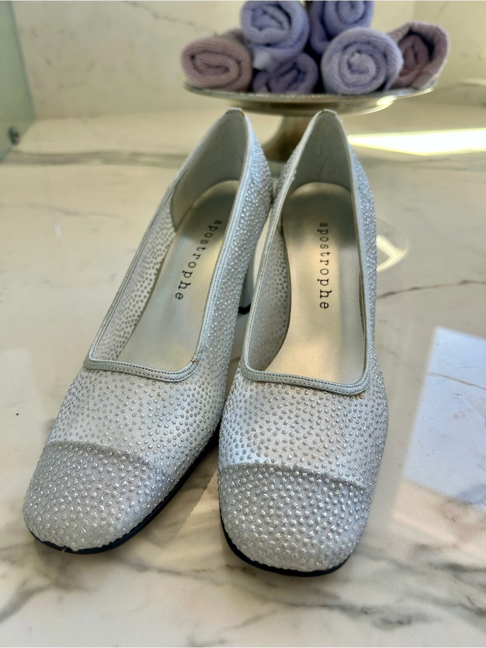 Apostrophe Silver Crystal-Embellished Pumps